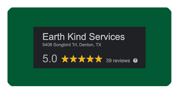 A green background with the words " earth kind services 5. 0 " on it